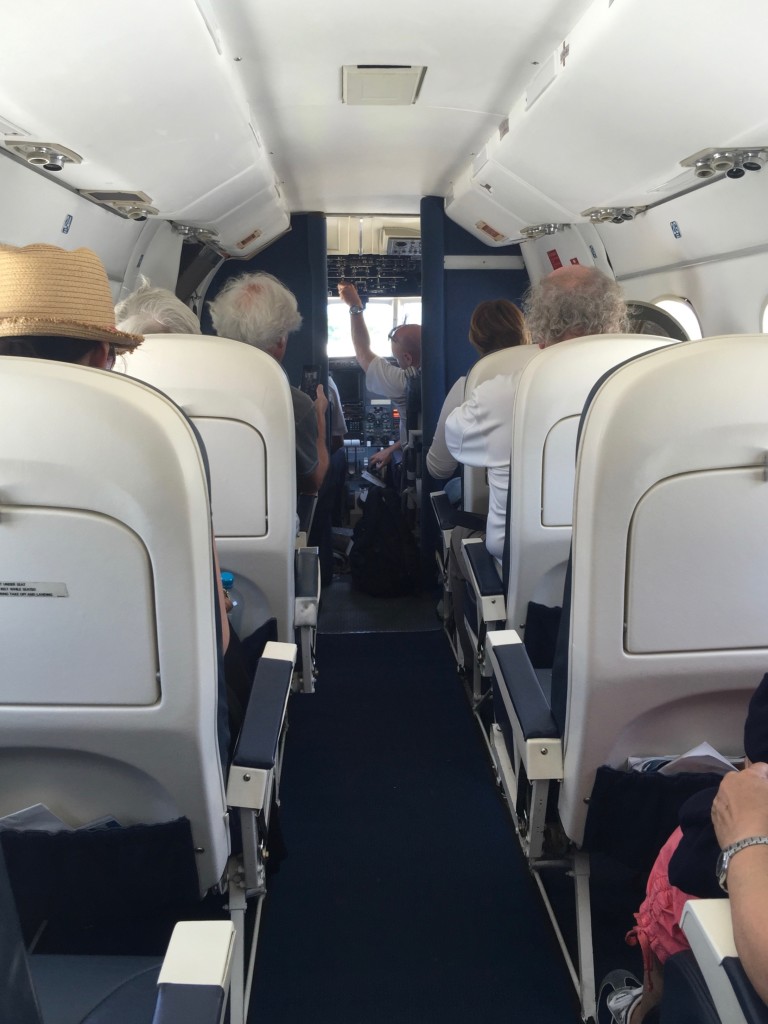 The inside of Embraer EMB110P1 ‘Bandeirante’. It has a capacity of 15 passengers.